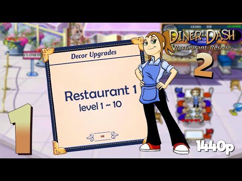 Diner Dash 2: Restaurant Rescue (PC) - Restaurant 1 (Level 1 to 10) HD Walkthrough - NC