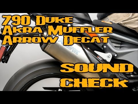 SOUND CHECK - AKRAPOVIC MUFFLER + 790 ARROW DE-CAT MID PIPE - KTM 790 DUKE