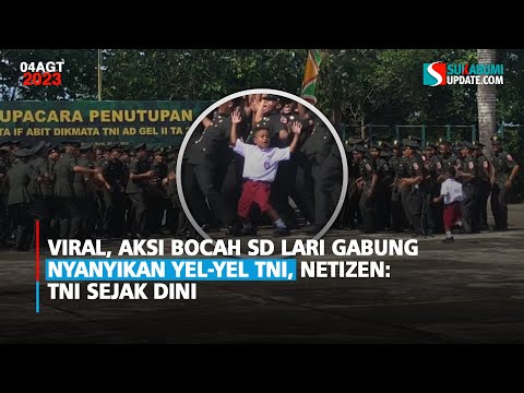 Viral, Aksi Bocah SD Lari Gabung Nyanyikan Yel-yel TNI, Netizen: TNI Sejak Dini