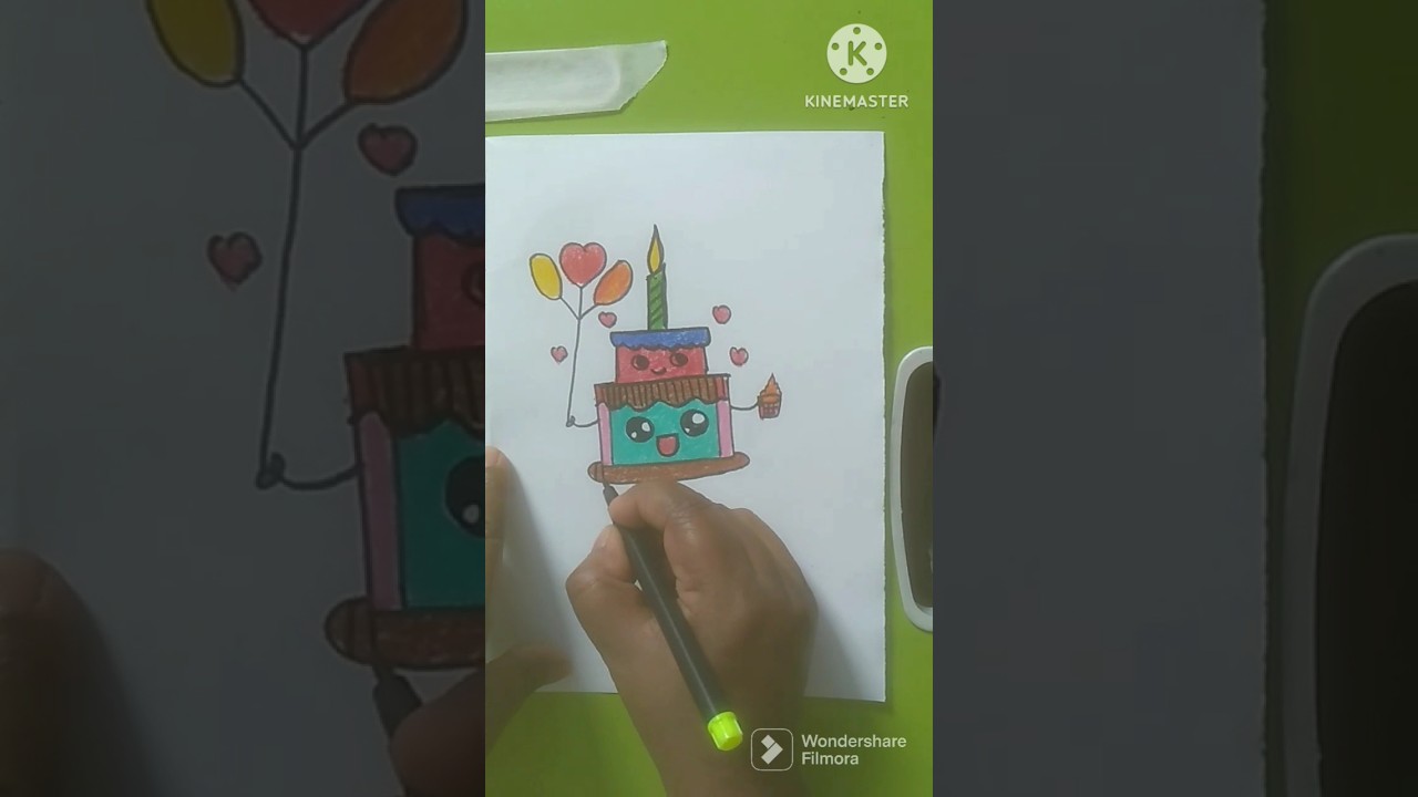 How to draw cute candle birthday cake l #howtodraw #drawing #cute #birthday #birthdaycake #cake