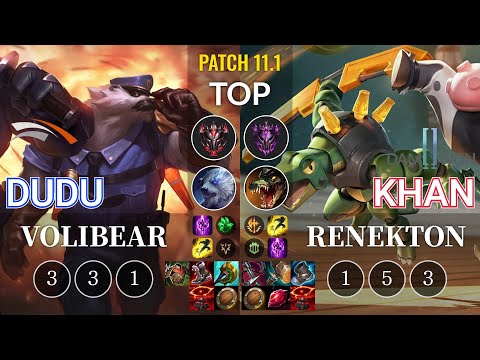 HLE DuDu Volibear vs DWG Khan Renekton Top - KR Patch 11.1