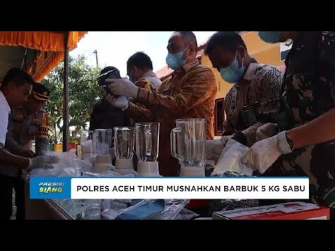 POLRES ACEH TIMUR MUSNAHKAN BARBUK 5 KG SABU