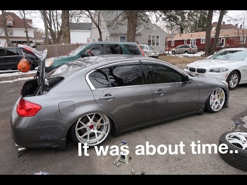 Putting on my 3 PIECE WHEELS on my BAGGED G37!