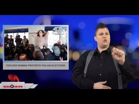 Topless woman protests Italian elections (ASL - 3.4.18)