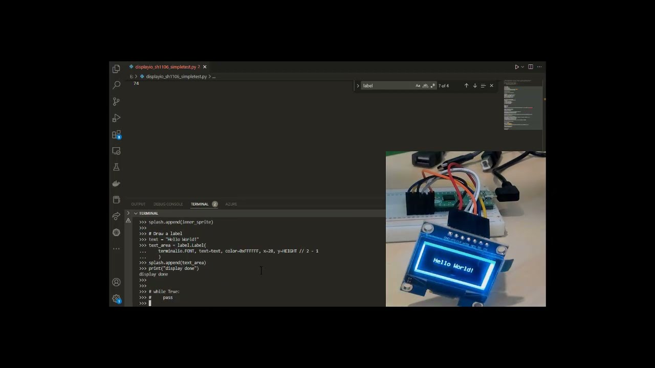 CircuitPython automatically mirrors the REPL on attached OLED