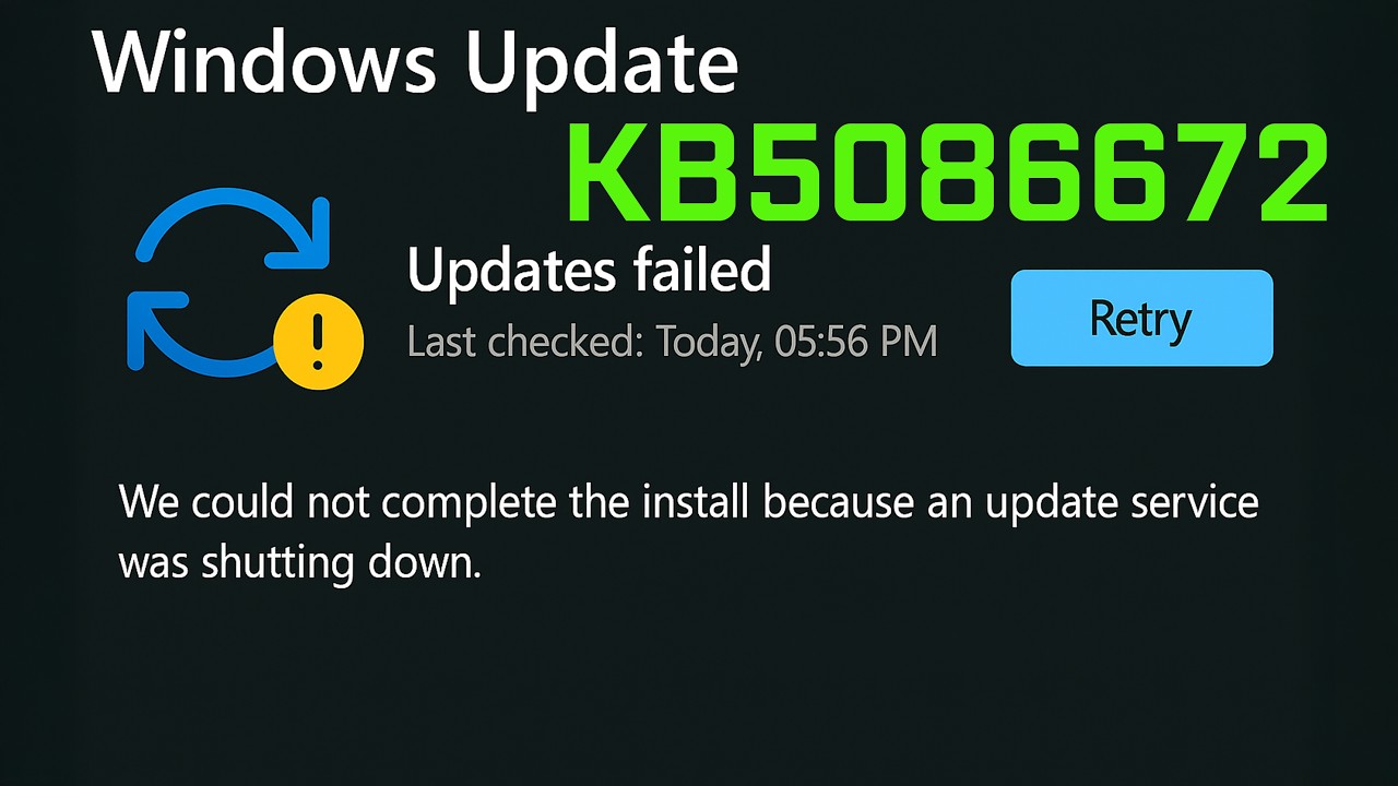 Windows 11 Update KB5086672 Error We Could Not Complete Install Update Service Was Shutting Down FIX