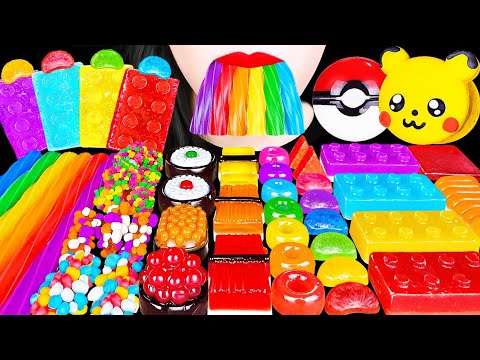 ASMR RAINBOW DESSERTS KOHAKUTO SNACK JELLY 무지개 디저트, 과일 코하쿠토, 초밥젤리, 레인보우 젤리 먹방 EATING SOUNDS MUKBANG