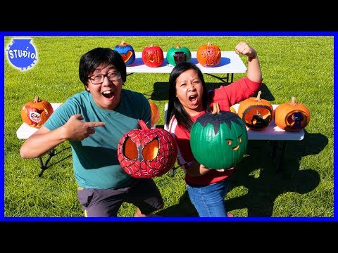 Halloween Pumpkin Carving Contest Challenge ! Marvel Vs DC Superheroes!