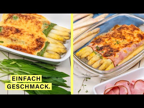 Spargel überbacken mit Sauce Hollandaise (& Veggie-Variante)