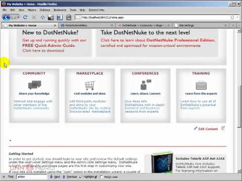 DotNetNuke Tutorial, Actions Menu Control by WatchersNET for DotNetNuke - Video #144