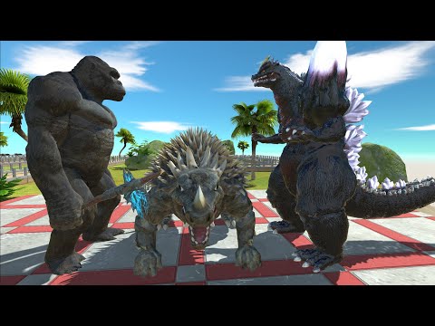 SPACE GODZILLA KINGKONG AND ANGUIRUS DEATH RUN - Animal Revolt Battle Simulator
