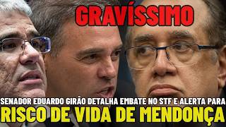 🚨SENADOR FAZ GRAVE ALERTA PARA RISCO DE VIDA DE MENDONÇA E FORTE EMBATE D MINISTRO COM GILMAR MENDES