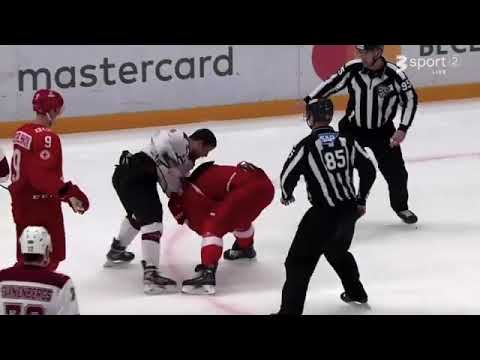KHL fight Mārtiņš Dzierkals vs Sergey Shirokov(Spartak - Dinamo R)