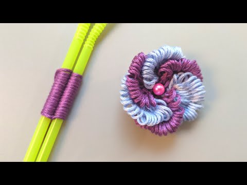 Easy Woolen Flower Craft Ideas with Straw   Hand Embroidery Amazing Trick