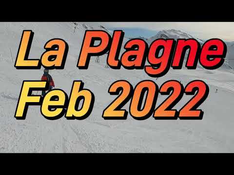 Skiing down blue Levasset from Roche de Mio, La Plagne