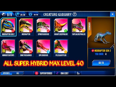 ALL SUPER HYBRID MAX LEVEL 40 | JURASSIC WORLD THE GAME
