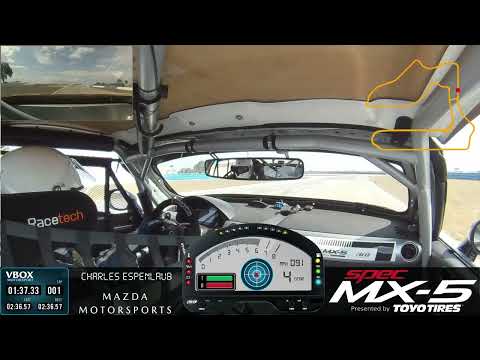 Testing new Mazda SMX5 racecar built by Mike Phillips at ​Sebring with Charles Espenlaub driving.