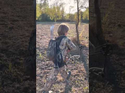 Here we Geaux, his first bow hunt and it's a solo hunt. #wildlife  #animal #kids #outdoors