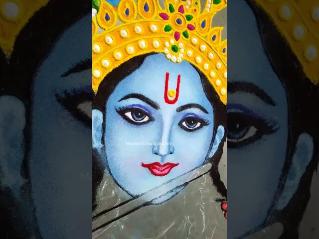  cute krishna rangoli design by madhuri rangoli and art - video 2