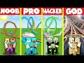 Minecraft Battle: ROLLERCOASTER HOUSE BUILD CHALLENGE - NOOB vs PRO vs HACKER vs GOD / Animation