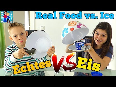 REAL FOOD VS. ICE FOOD - ECHTES ESSEN vs. EIS ESSEN ! Family Fun Angie und Levis Kinderkanal