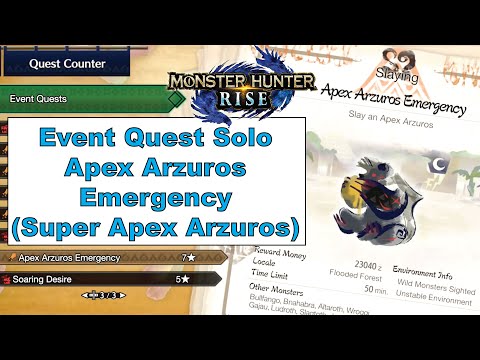 MH Rise Event Quest Solo - Apex Arzuros Emergency (Super Apex Arzuros; Defender Ticket 9)