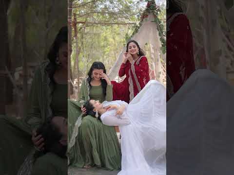 Faux Georgette Mehendi Color Gown with Cascading Frills and Sequin Dupatta