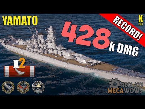 DAMAGE RECORD! Yamato 2 Kills & 428k Damage | World of Warships Gameplay