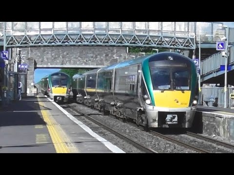 Two Irish Rail 22000 Class Intercity Trains Meet at Sallins & Naas Station