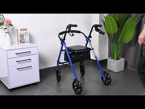 Folding 4-Wheel Rollator Walker with Seat, Supports up to 300 lbs - LIVINGbasics®