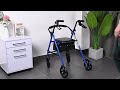 Folding 4 Wheel Rollator Walker With Seat Supports Up To 300 Lbs LIVINGbasics