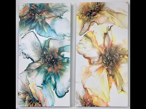 "Peachy Keen" Collaboration with Waterfall Acrylics/ Fluid Art Acrylic Pour Painting/ Bloom and Spin