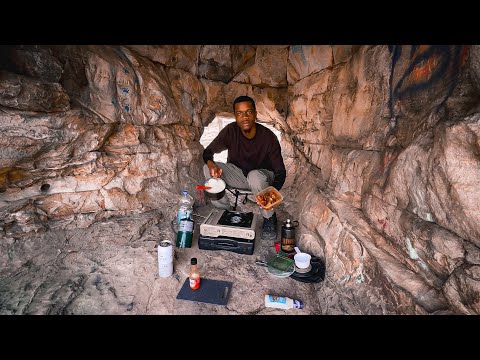 Solo Backpacking Cooking Hot Wings In A Rock Cave !!
