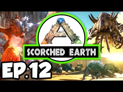ARK: Scorched Earth Ep.12 - BATTLE VS ROCK GOLEM & NEW DINOSAURS!!! (Modded Let's Play Gameplay)