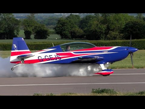 Extra EA-300 G-GEJS "Smoke, Smiley Face & Heart" over Cambridge Airport
