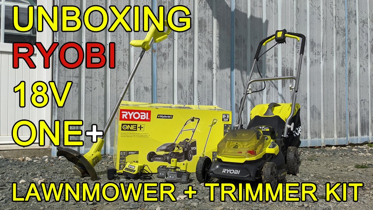 Unboxing RYOBI 18V HYBRID 37CM LAWNMOWER and 25CM LINE TRIMMER KIT RY18LMH37LT25-250