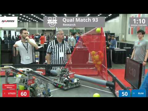 VEX Worlds 2016 - VEX U - Research - Qual 93 (UTGZ3) 274 vs 94 (RUM)