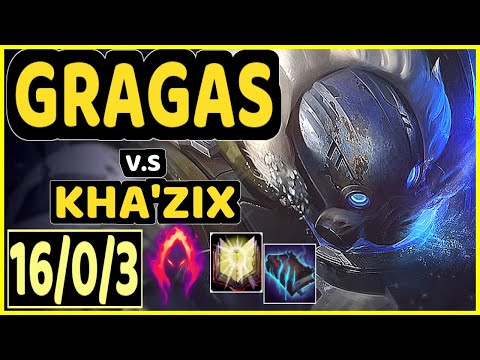 HARU (GRAGAS) vs KHA'ZIX - 16/0/3 KDA JUNGLE GAMEPLAY - KR Ranked GRANDMASTER