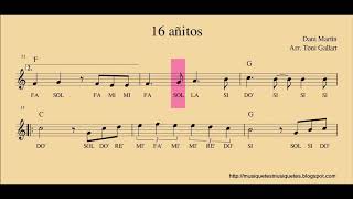 Dani Martin - 16 Añitos Partitura + playback per a flauta. NO melodia. C instruments. 90BPM