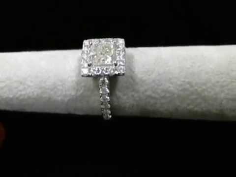 2.05 CT PRINCESS CUT DIAMOND ENGAGEMENT RING 18K WHITE GOLD
