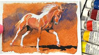 Tiny Horse Painting Challenge! Acrylic Ink + Gouache