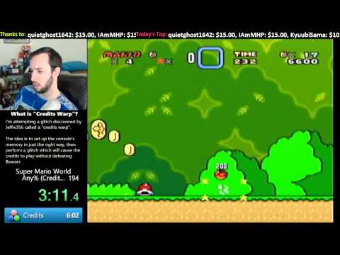 Super Mario World -- 4:49.8 Former World Record Speedrun w/Credits Warp Glitch