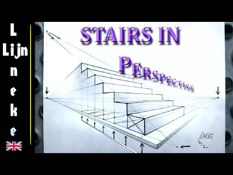 Drawing a STAIR in 3 point Perspective for beginners in pencil