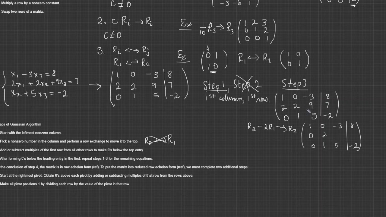 Row Reducing a Matrix (Part 3)