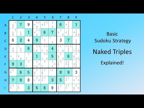 Basic Sudoku Strategy Naked Triples Explained