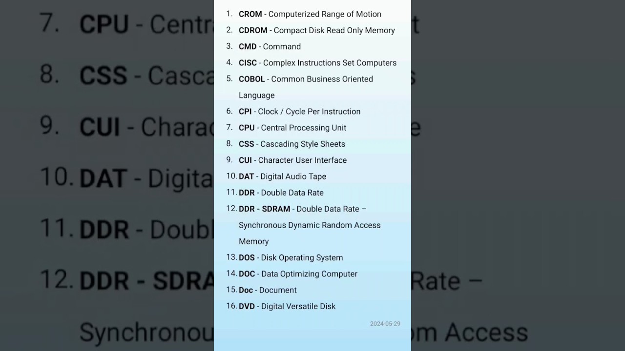 Computer Full Forms Part 3 || Abbreviations #abbreviations #computer #notes