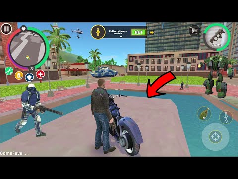 Rope Hero Vice Town (Mutant Man with Skull Bike on water fall) Stone Giant Destroyed Police CAR - HD