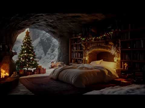 Cozy Winter Attic in the Forest ❄️ Snowstorm Sounds, Wind, Snowfall, and Campfire Crackling 🏔️