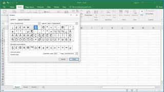How to Insert Special Characters in to a Cell in Excel 2016