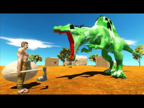 Creeper Spinosaurus Destroyed Ancient Humans Town | Animal Revolt Battle Simulator